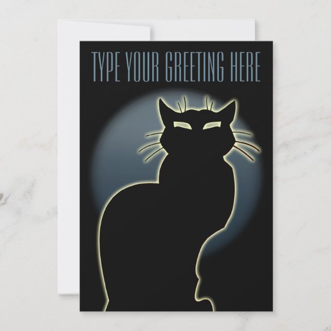 Black Cat Invitations Personalized Halloween Cards (Front)