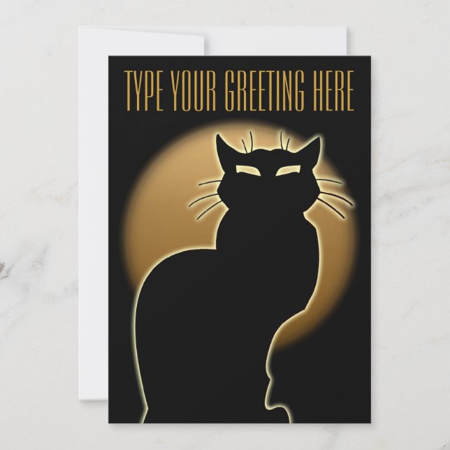 Black Cat Invitations Personalized Halloween Cards (Front)