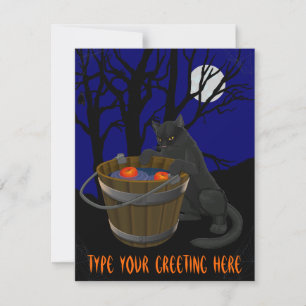 Black Cat Invitations Personalized Halloween Cards