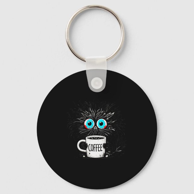 Black Cat Its Fine Im Fine Everything Is Fine Funn Keychain (Front)