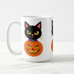 Black Cat & Jack-O'-Lantern Halloween Spooky Coffee Mug