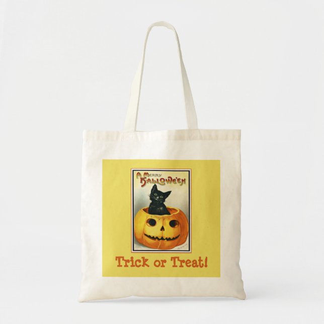 Black Cat & Jack-o'-lantern Tricoter ou sac de tra (Devant)