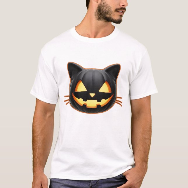 Black Cat Jack o'Lantern Emoji Classic T-Shirt (Front)