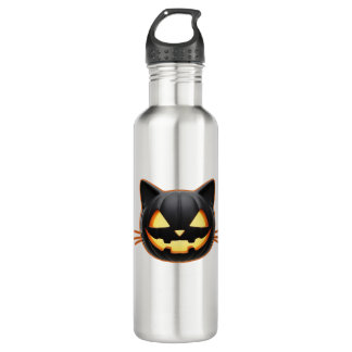 Black Cat Jack o'Lantern Emoji Classic T-Shirt 710 Ml Water Bottle