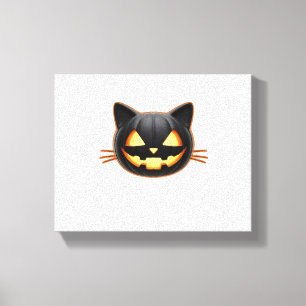 Black Cat Jack o'Lantern Emoji Classic T-Shirt Canvas Print