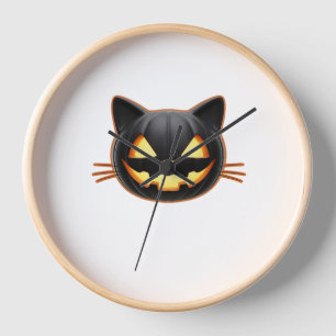 Black Cat Jack o'Lantern Emoji Classic T-Shirt Clock