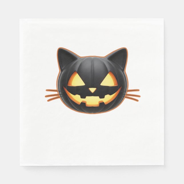 Black Cat Jack o'Lantern Emoji Classic T-Shirt Napkin (Front)