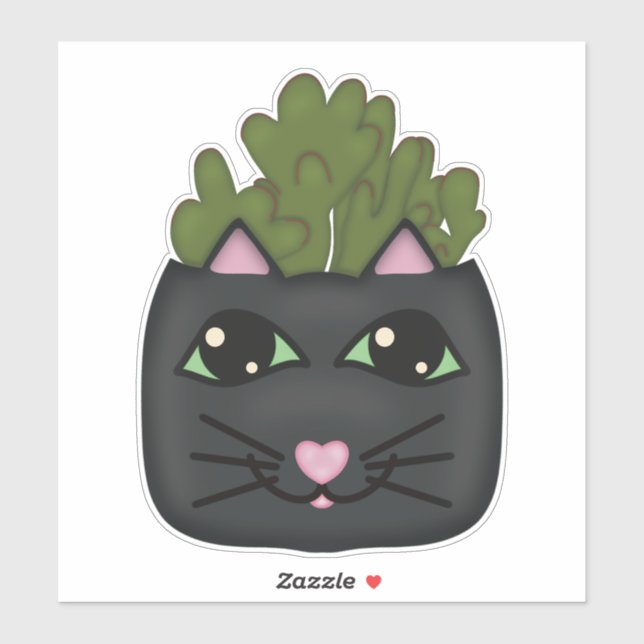 Black Cat Jade Plant Planter Sticker (Sheet)