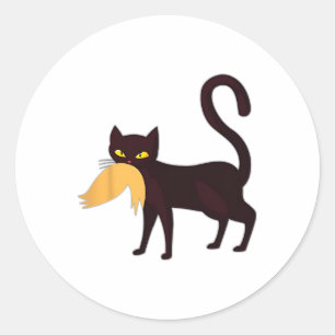 Black Cat Kamala Harris With Trump Hair Sarcastic  Classic Round Sticker