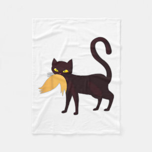 Black Cat Kamala Harris With Trump Hair Sarcastic  Fleece Blanket