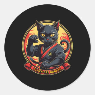 Black Cat Karate For Men Women Kids  Classic Round Sticker