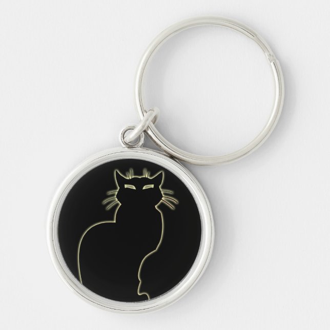 Black Cat Keychain Cat Gifts Pet Cat Keychains (Front)