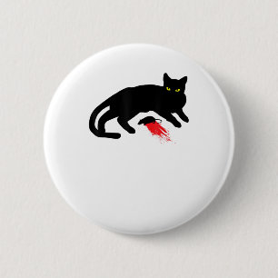 Black Cat Killer Instincts Dead Mouse Punk Goth  2 Inch Round Button