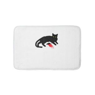 Black Cat Killer Instincts Dead Mouse Punk Goth  Bath Mat