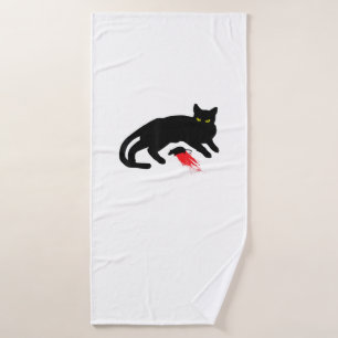 Black Cat Killer Instincts Dead Mouse Punk Goth  Bath Towel