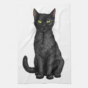 Black cat kitchen towel