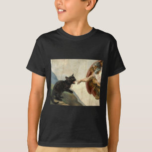 Black Cat Kitten Biting Gods Hand T-Shirt