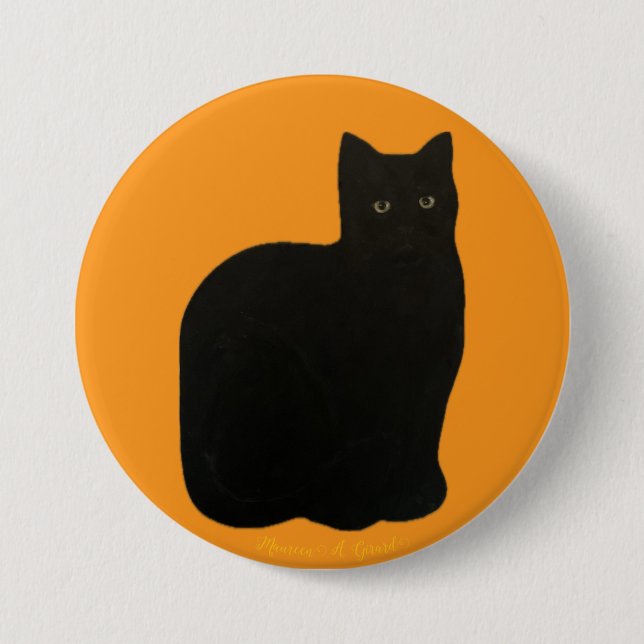 Black Cat Kitten Pet Rescue Noir Maureen Girard 3 Inch Round Button (Front)