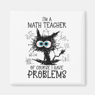 Black Cat Kitty I'm A Math Teacher Of Course I Hav Magnet