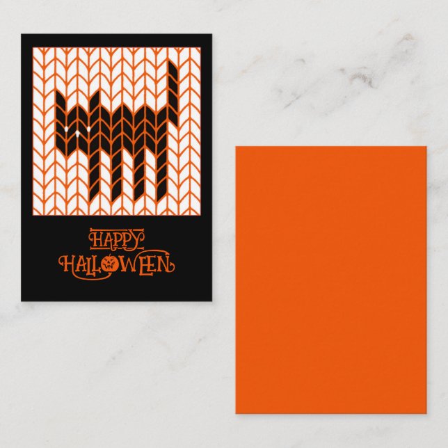 BLACK CAT KNIT 3.5x2.5 Flat Halloween Notecard III (Front/Back)