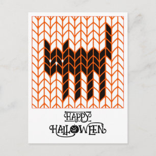 BLACK CAT KNIT Halloween Postcard