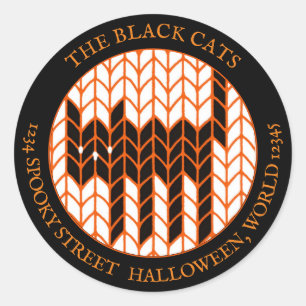 BLACK CAT KNIT Large Round Address Labels III