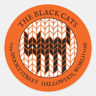 BLACK CAT KNIT Small Round Return Address Label II