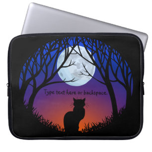 Black Cat Laptop Sleeve Personalize Cat Lover Case