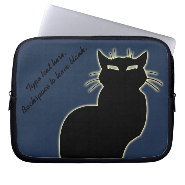 Black Cat Laptop Sleeve Personalize Cat Lover Case (Front)