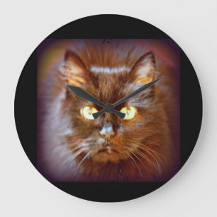 Black cat large clock