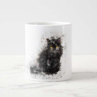 Black cat large coffee mug