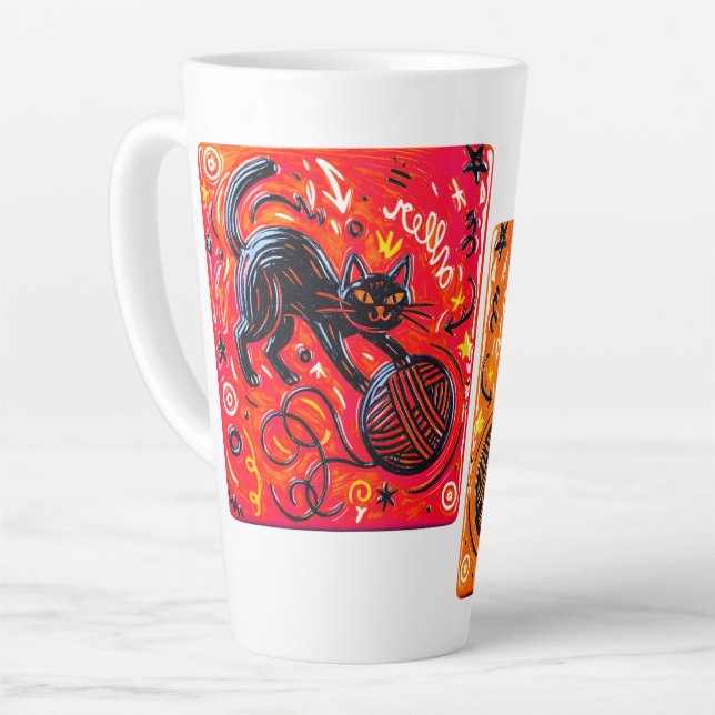  Black Cat   Latte Mug (Left Angle)