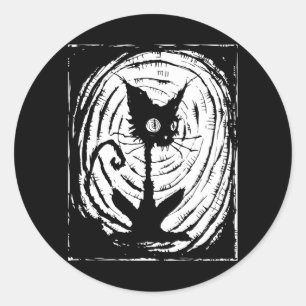 Black Cat Lazy Halloween Costume Y Y Performance Classic Round Sticker
