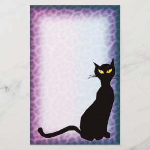 black cat leopard stationery