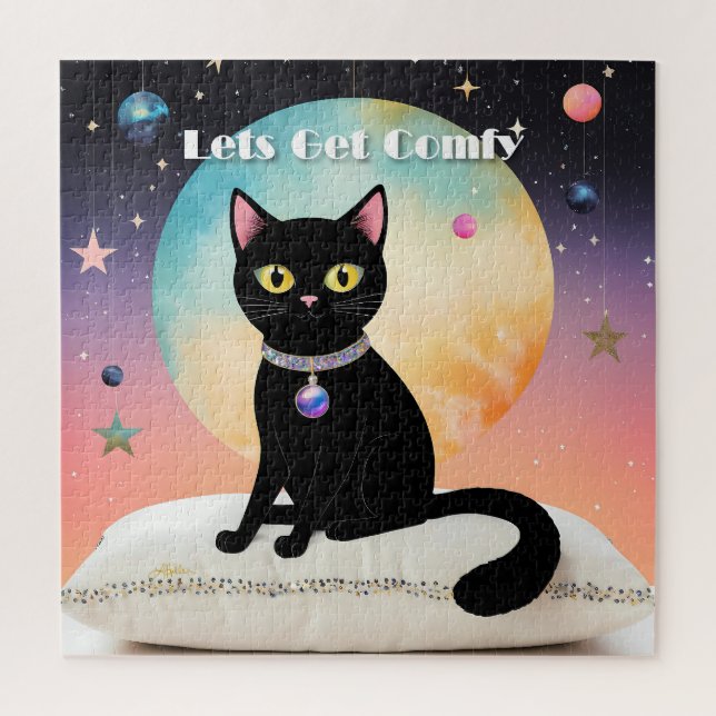 Black Cat - Lets Get Comfy Jigsaw Puzzle (Vertical)