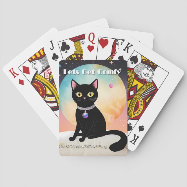 Black Cat - Lets Get Comfy Playing Cards (Back)