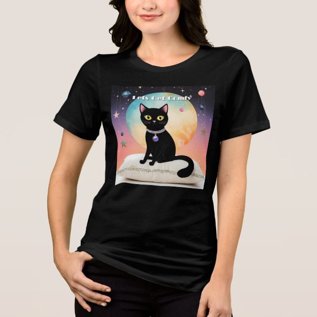 Black Cat - Lets Get Comfy Tri-Blend Shirt (Front)