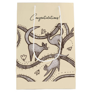 black cat line art elegant gift bag