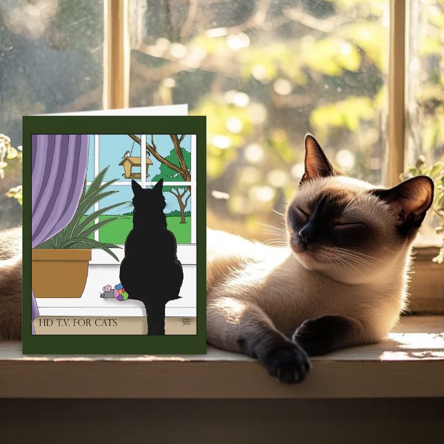 Black Cat Looking Out Window Card (Creator Uploaded)