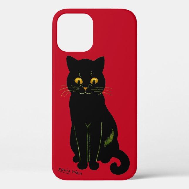 Black cat, Louis Wain Case-Mate iPhone Case (Back)