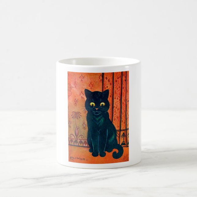 Black cat, Louis Wain Coffee Mug (Center)