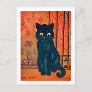 Black cat, Louis Wain Postcard