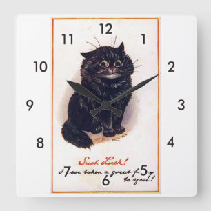 Black cat, Louis Wain Square Wall Clock