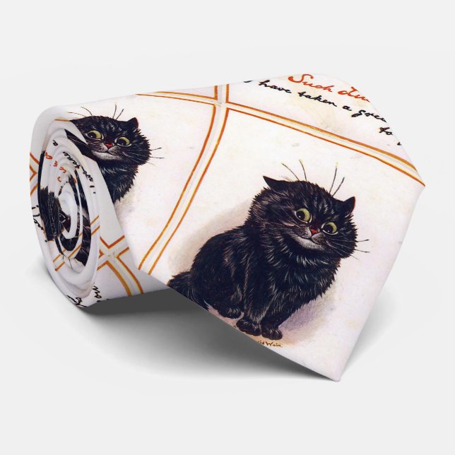 Black cat, Louis Wain Tie (Rolled)