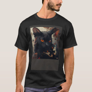 Black Cat Love Butterfly T-Shirt