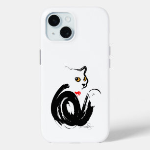 Black Cat Love iPhone 15 Case