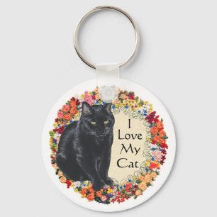 Black Cat Love Keychain