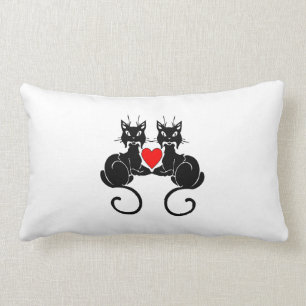 Black Cat Love Lumbar Pillow