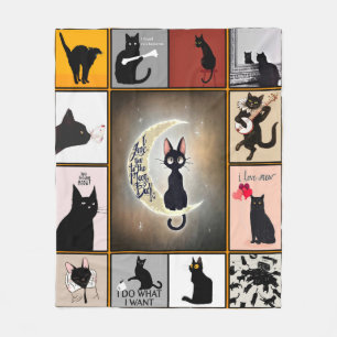 Black Cat Love You To The Moon And Back Gifts Fleece Blanket