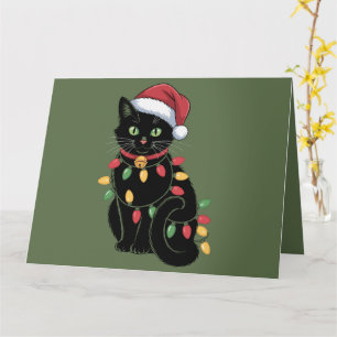 Black Cat Lover Christmas Kitten Gift Cat Mom Xmas Card